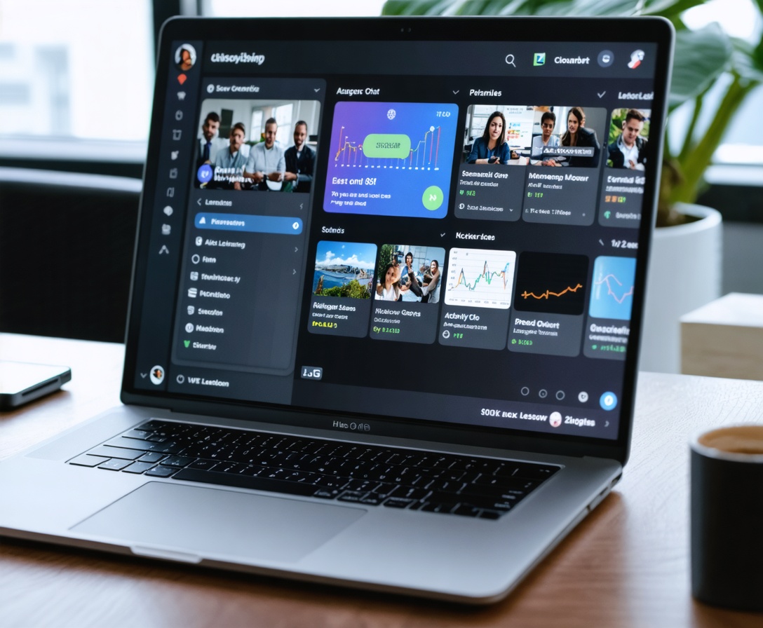 Nahaufnahme eines Laptops mit einer modernen Online-Lernumgebung