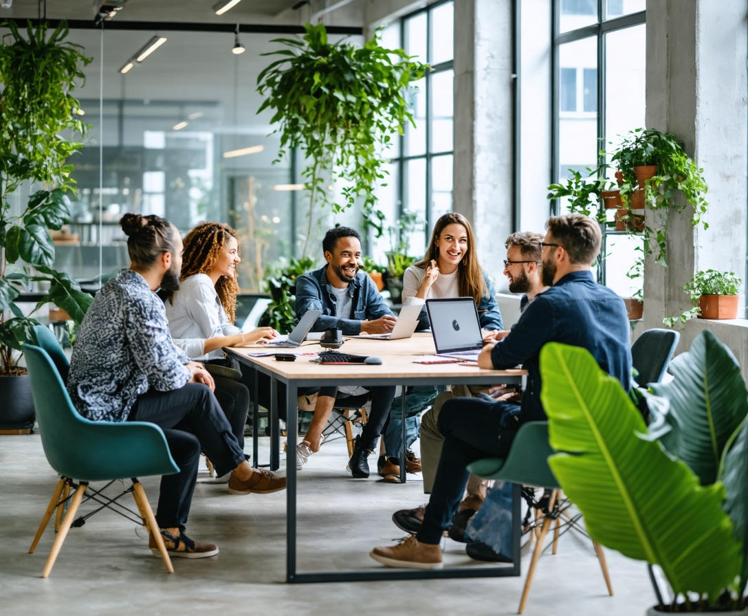 Ein diverses Team von Experten arbeitet in einem modernen Berliner Büro zusammen